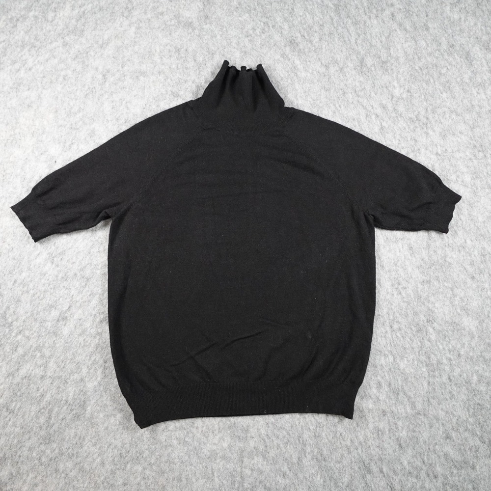 Skies Are Blue Top Women Medium Black Short Sleeve Turtleneck Knit Pullover